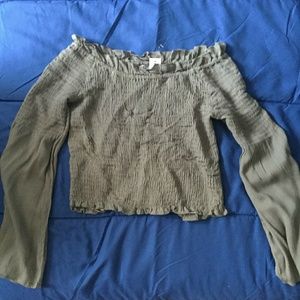Olive green off the shoulder top